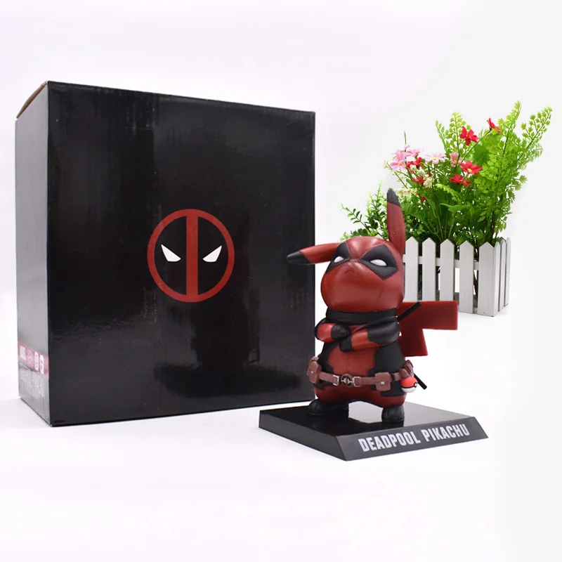 

Anime Deadpool Pikachu Cosplay Deadpool Action Figure PVC Figurine Collectible Model Christmas Gift Toys 15 cm