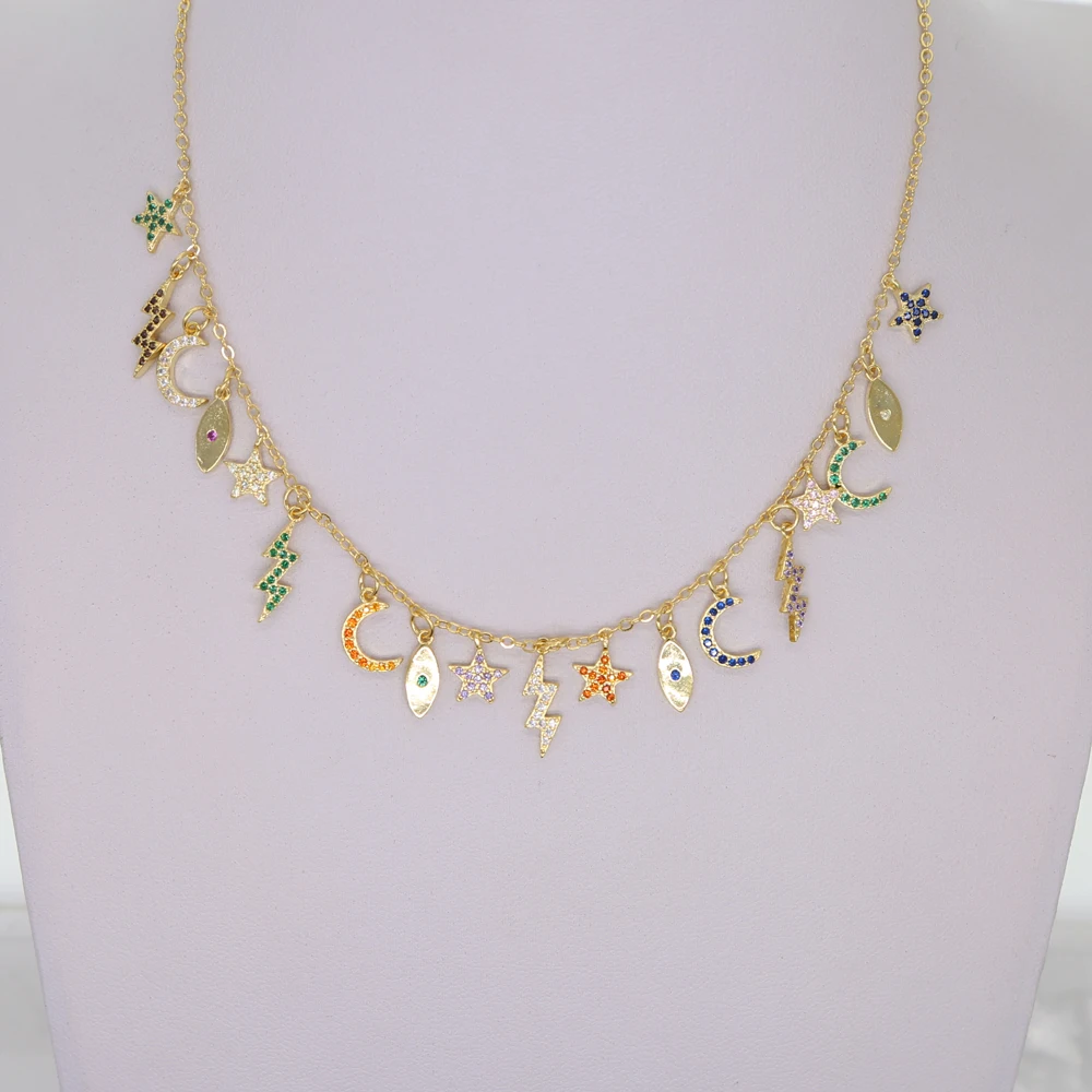 colorful multi charm charming luxury women necklace Gold filled fashion statement necklaces - Image 5