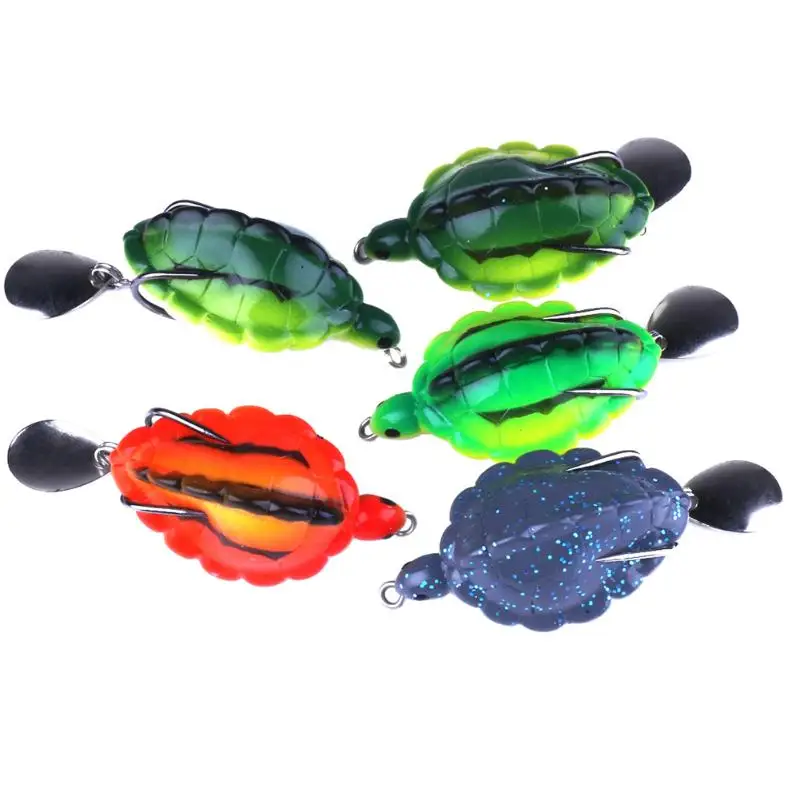 

5Pcs/Lot Turtles Fishing Lure Artificial Soft Fishing Lure Single Hook Bait artificial wobblers rubber Spoon Sequins 55mm/13g