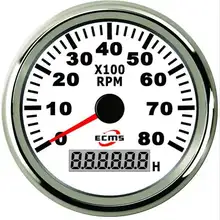 Морской яхты автомобиль Тахометр тахометре ЖК-дисплей счетчик моточасов 9-32 В 0-8000 об./мин. 85 мм 3,35 дюймов 316L ободок
