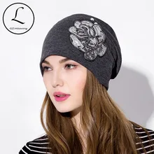 GZHILOVINGL Новое поступление, женские шапки с жемчужинами и цветами в стиле хип-хоп, модные хлопковые летние зимние шапки бини с розами Skullies Beanies
