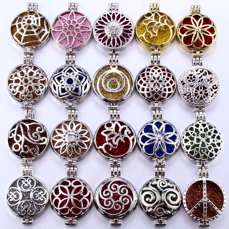 

Pattern shape Aroma Diffuser Necklace Lockets Pendant Perfume Essential Oil Aromatherapy Locket Necklace With Pads