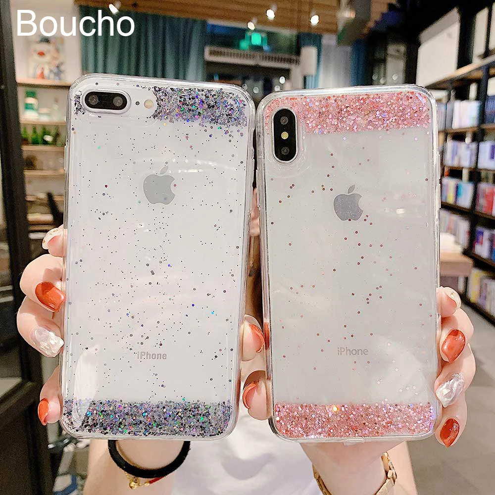 

Boucho Fashion Shiny Laser Phone Case For iphone X XS MAX XR For iphone 6 6S 7 8 Plus Colorful Glitter Soft TPU Cases Cover Capa
