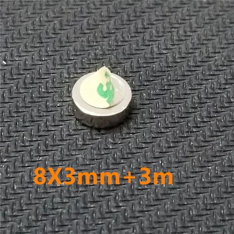 10/50 шт 8x3 мм неодимовый магнит редкоземельный с клейкой лентой 3 M Постоянный для