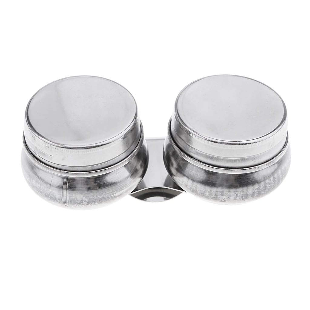 Portable Stainless Steel Double Hole Dipper Container Cup Oil Pots Brush Washer Paint Brush Cleaner Bucket Art Painting Supplies