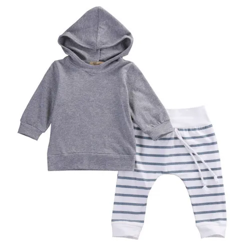 

2PCS Pudcoco 2019 New Tollder Kid Baby Clothing Hooded Tops Striped Pants Cotton Toddler Kids Baby Girls Set Clothes
