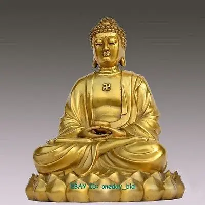 

Big Large Nice Bronze Brass Sakyamuni Gautama Amitabha Buddha Statue Figure 10"H Decoration 100% Brass Bronze