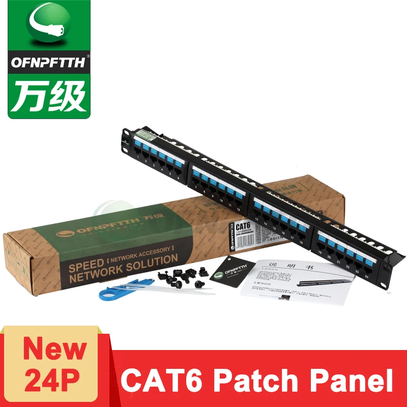 CAT6 патч Панель 24 Порты сети RJ45 UTP 19 дюймов крепление Тип с jacks