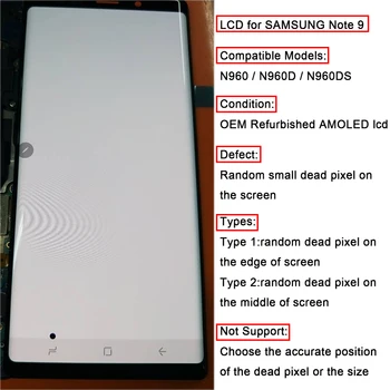 

Amoled 6.4" LCD Replacement Screen for SAMSUNG Galaxy Note 9 Display N960F N960D N960DS Touch Screen Digitizer +small dead spot