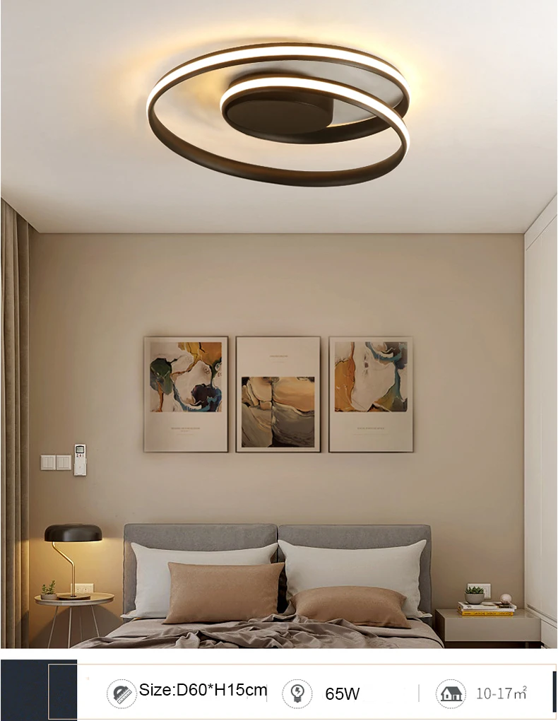 AC85-265V потолочные светильники, светодиодный светильник для гостиной, спальни, кабинета, дома, современный белый или черный потолочный светильник