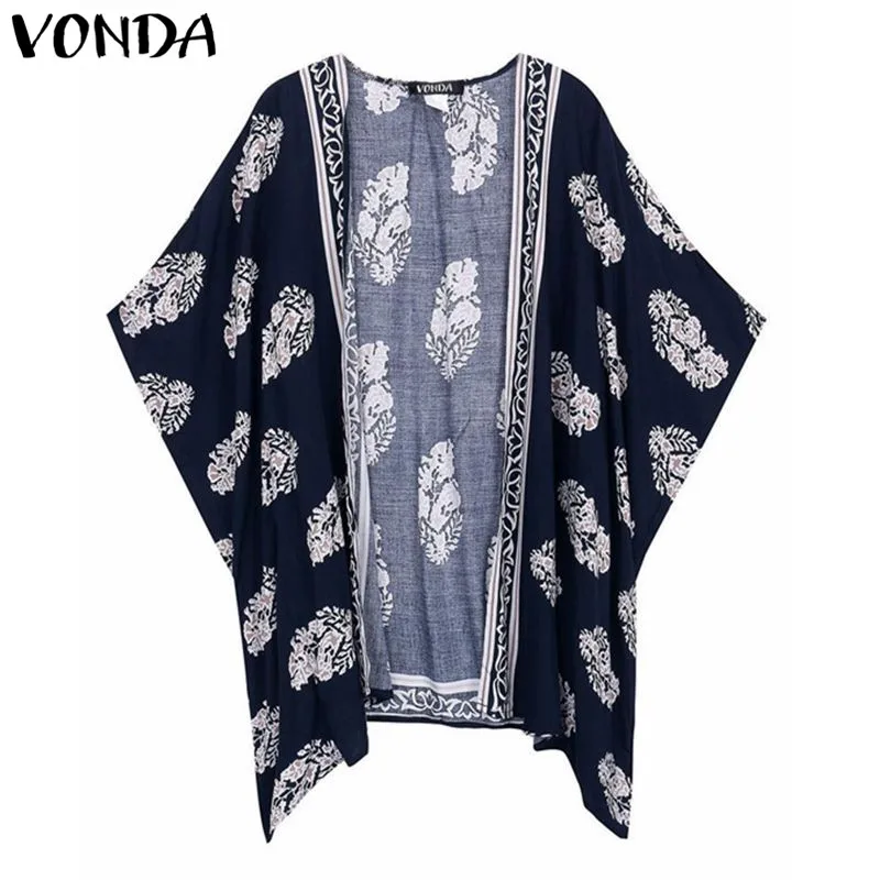 

VONDA Maternity Clothings 2019 Pregnant Women Casual Loose Blouses Shirts Bohemian Cardigan Retro Print Beach Pregnancy Outwear