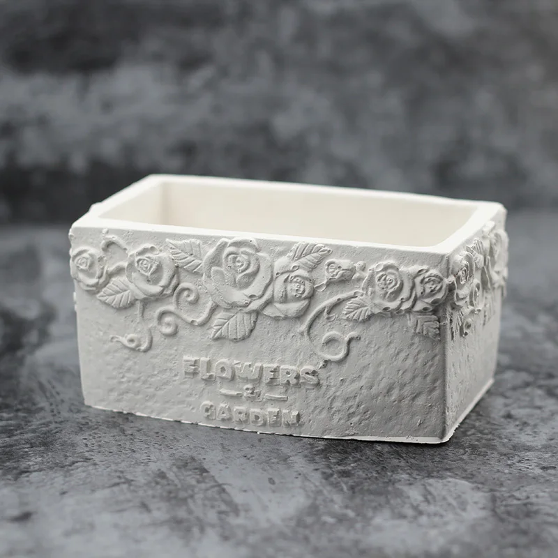 New Silicone Concrete Mold Rectangular with Embossed Patterns Cement