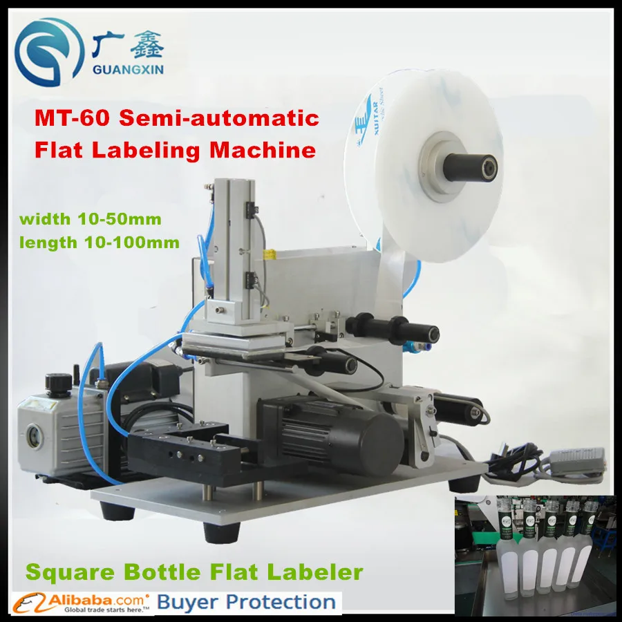 

MT-60 semi automatic flat bottle labeling machine Semi automatic flat bottle adhesive sticker surface labeling Machine