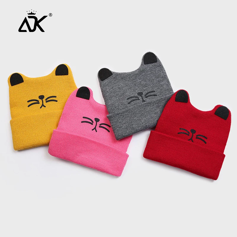 

Cat Hat For Children Brimless Sweet Breathable Hat Bright Color High Quality Beanie Cuffed Hats