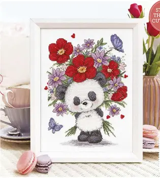 

Gold Collection Lovely Counted Cross Stitch Kit Panda and Flowers Flower