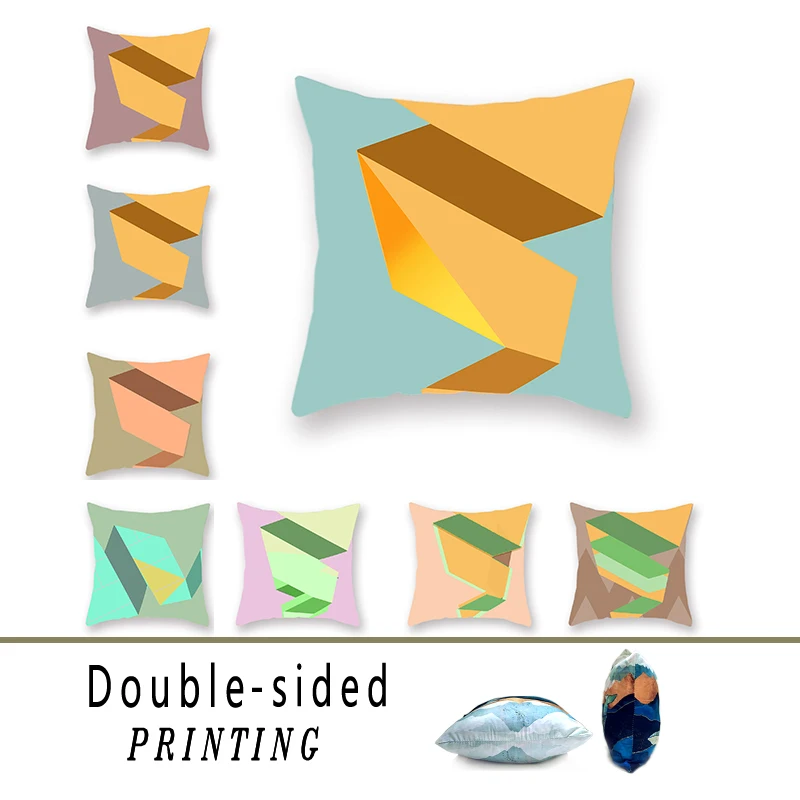 

Luxury Minimalist Three-dimensional Polyester Printed Cushion Cover Geometric Yellow Set Red Car Waist Pillowcase Decoration