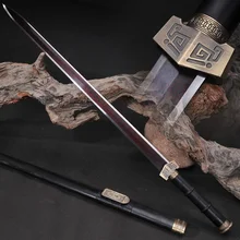 Китайский меч династии Цинь красный прямой полный тан лезвие полностью ручной работы Дамаск Сложенный стальной меч