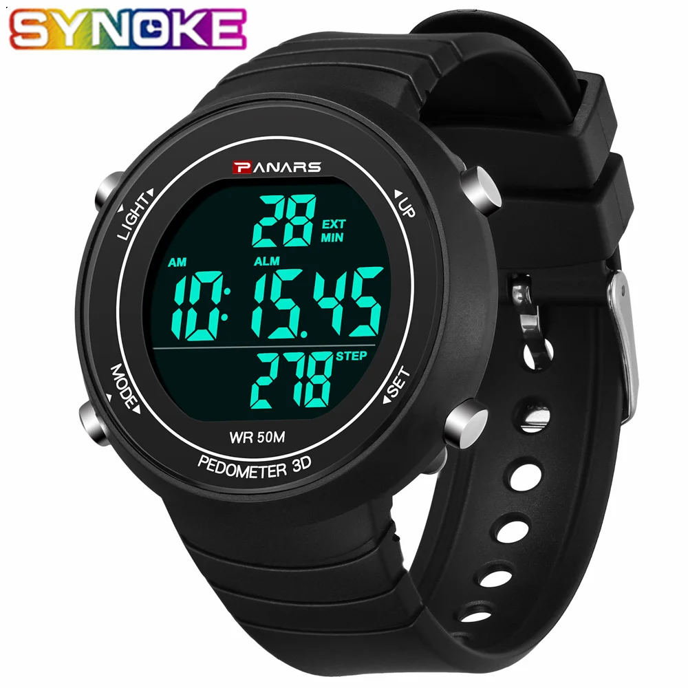 

SYNOKE New Digital Watch Men Fitness Sport Watch Mens Watches Luxury LED Display Men Military Mens Wristwatch Mens Watches 8201