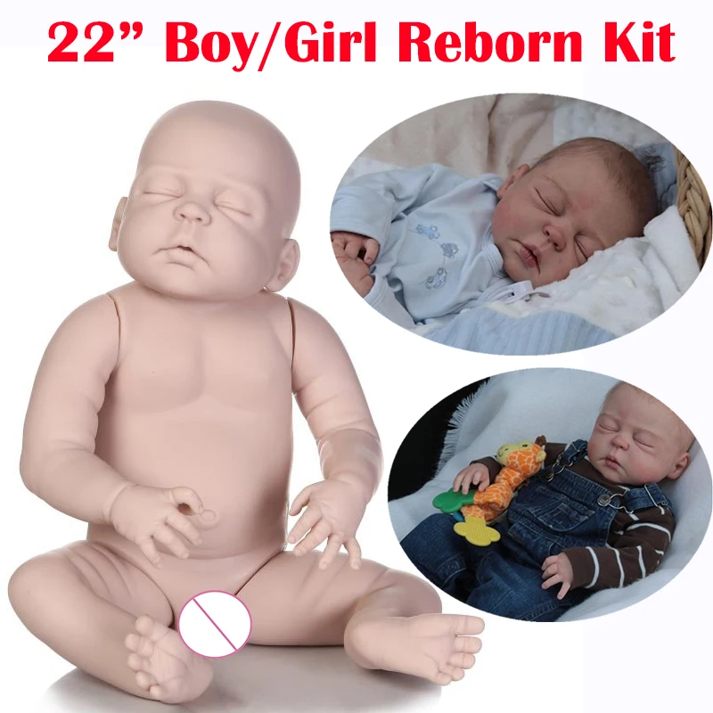 Reborn doll kit 22" full vinyl silicone reborn baby boy girl doll DIY