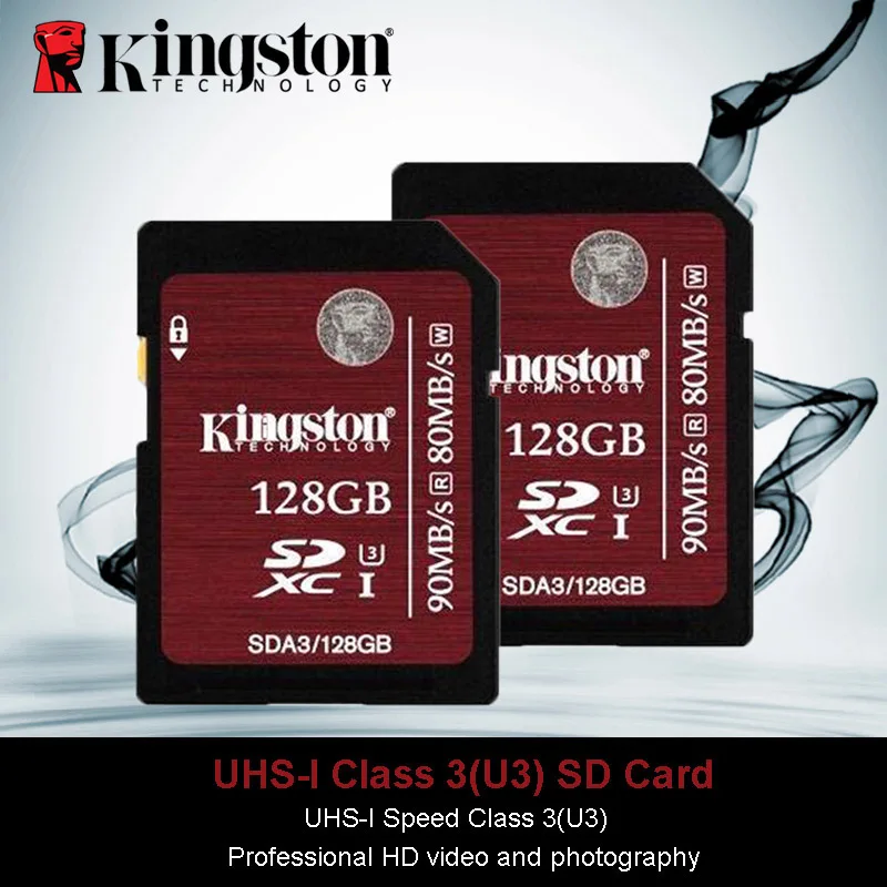 Оригинальный Kingston SDA3 карты памяти UHS-I U3 Class 10 SD 128 ГБ SDXC флэш-карты 90 МБ/с. C10 для 4 К