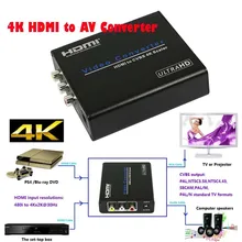 Portable 4K HDMI to AV CVBS Scaler Converter Audio Extractor To FL/FR RCA Stereo Audio HD 1080p 4K*2K CRT TV Monitor Projector
