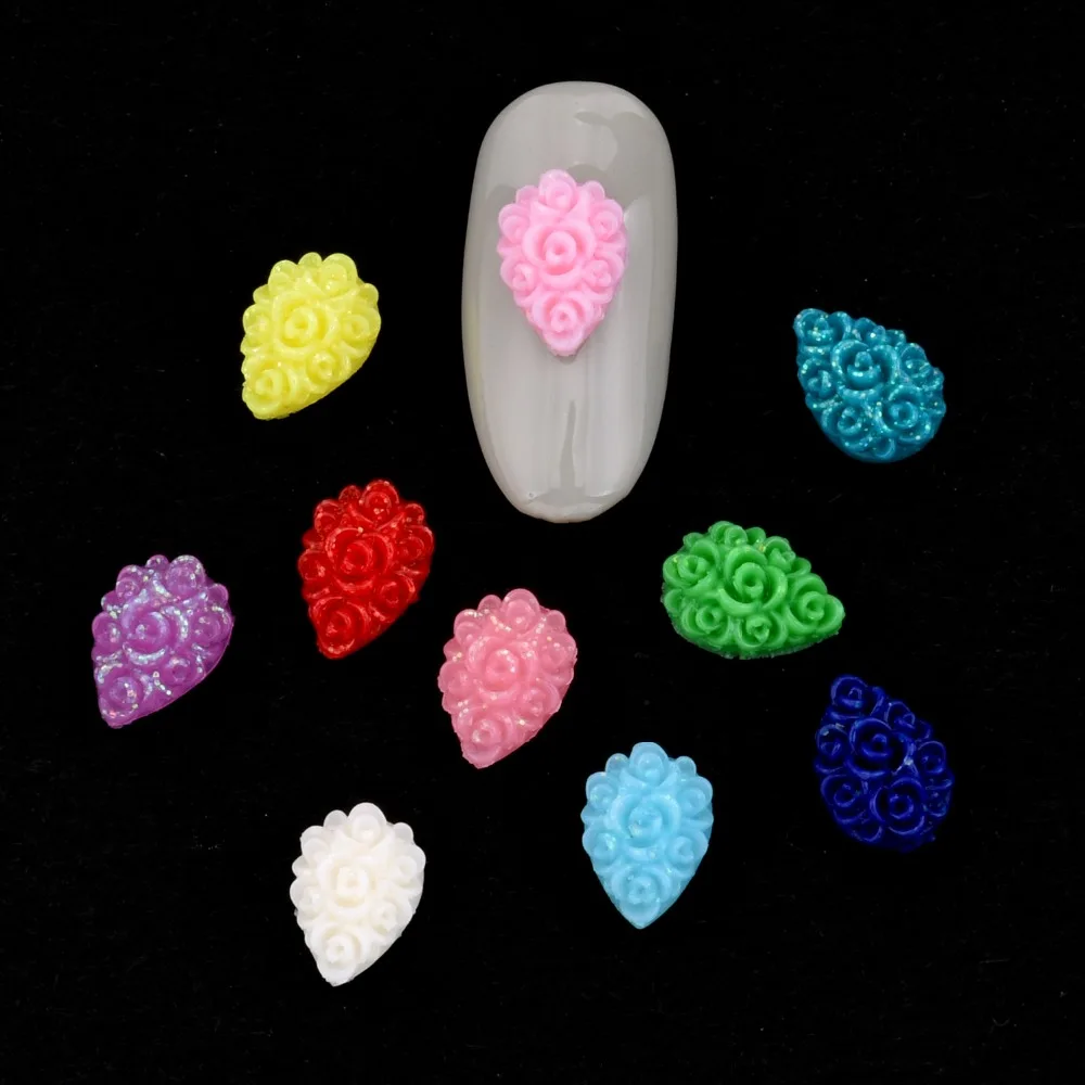 

Mix 50pcs flat back resin deco nail art gem stone drops nageldesign nails decorations accessoire ongle new arrive charms TPJ05