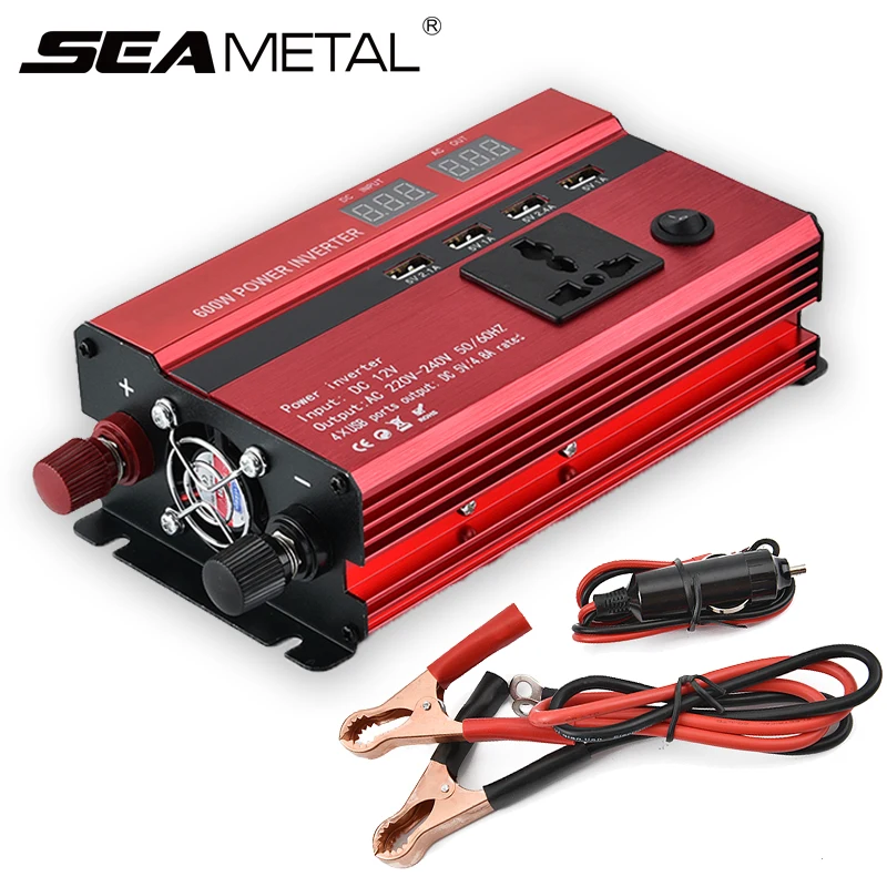 

2000W 1200W Car Inverter Power 12V to 220V 4USB Charger Modified Sine Wave LED Display Travel For Laptop Automobile Accessories