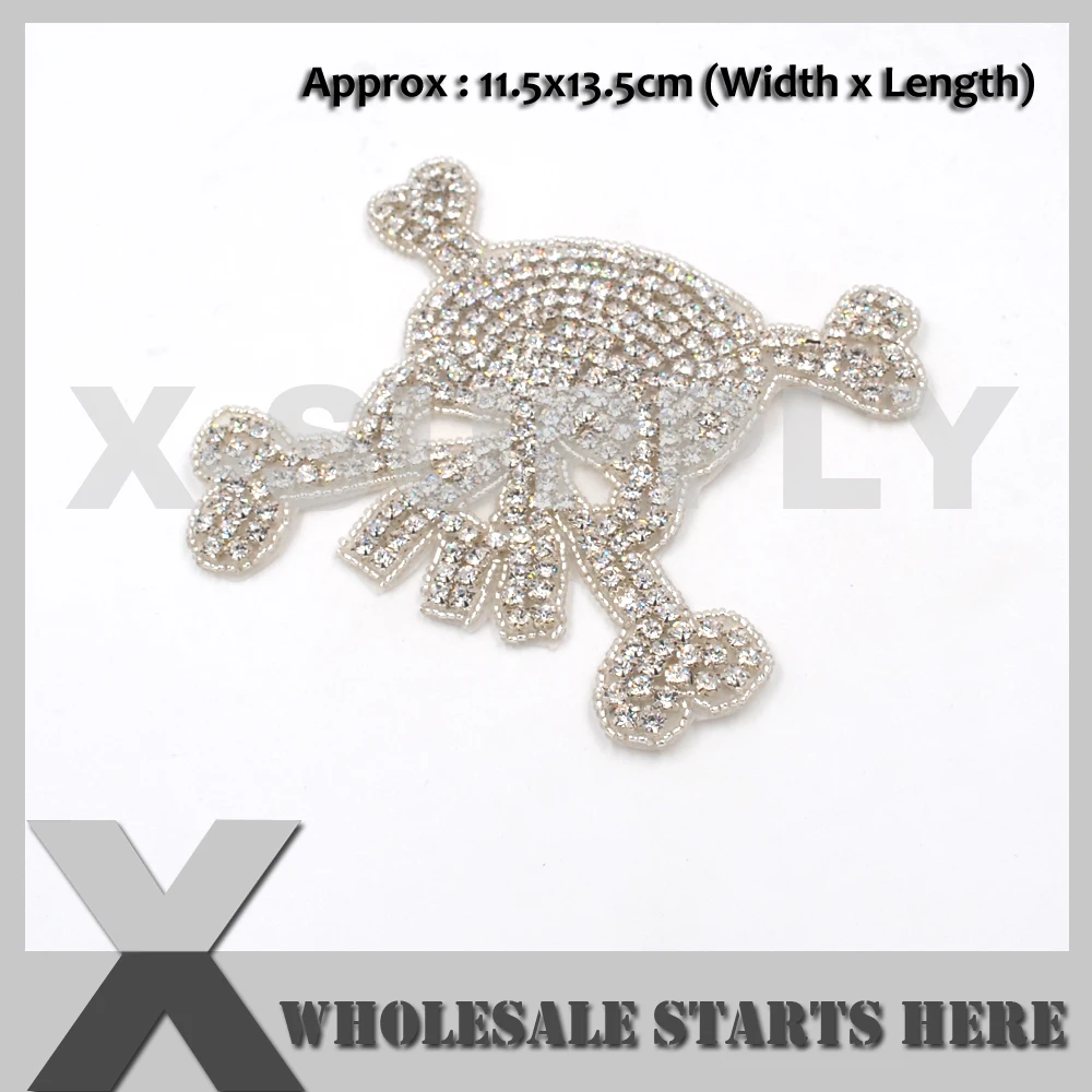 

Skull Rhinestone Appliques for Headband,Sash,Hats,Belt,Bridal Dress X1-RAT2455