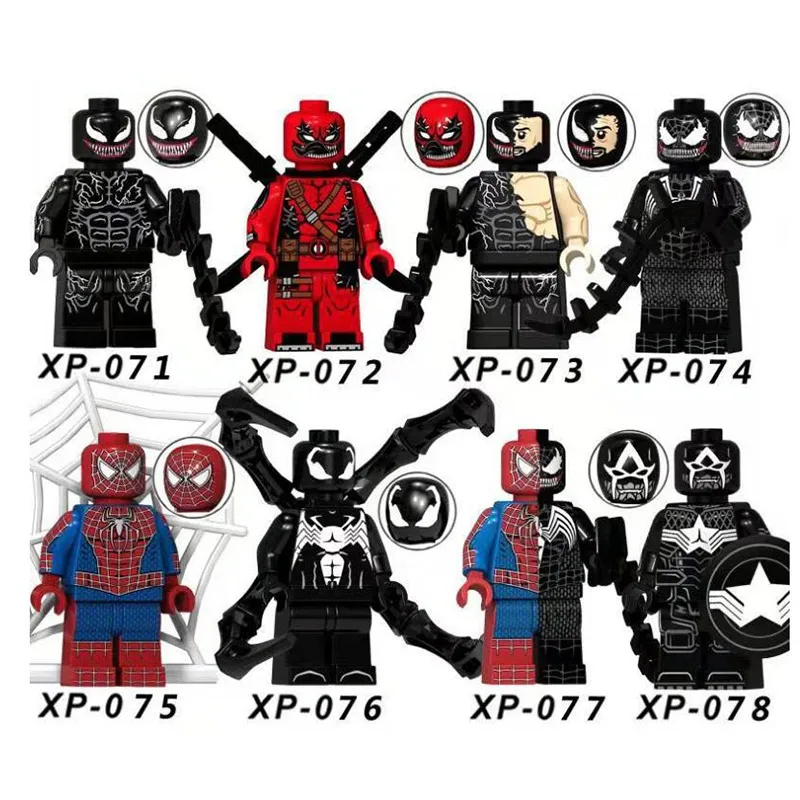 

8pcs Dc Super Hero Spider Man/Venom/Deadpool Figure Building Blocks Figure Bricks Compatible With Bela