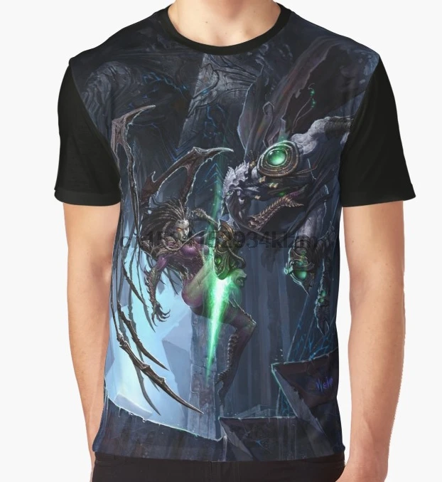 

All Over Print T-Shirt Men Funy tshirt Stacraft Zeratul vs Kerrigan Short Sleeve O-Neck Tops Tee women t shirt