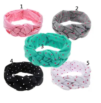 

5color polka dot Headband Children Girls Bow Knot Headbands Elastic Hairband Soft Turban Headwrap Rabbit Ears Hair Accessories