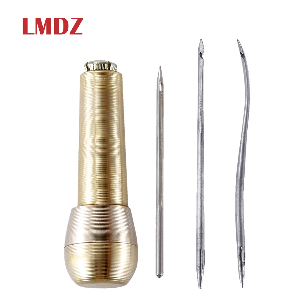 

LMDZ 4Pcs Canvas Leather Tent Shoes Sewing Awl Taper Leather craft Needle Kit Repairing Tool Sets Hand Stitching