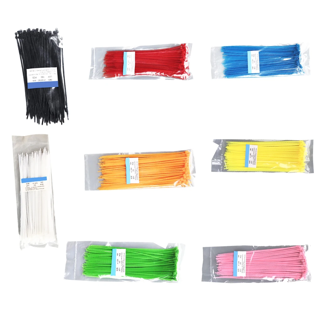 

200mm Self-locking Nylon Cable Ties 100pcs 8 color Plastic Zip Tie wire binding wrap Network Cable Line Bundles Wrap Strap
