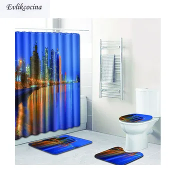 

Free Shipping 4pcs Riverside Scenery Casa De Banho Banyo Bathroom Carpet Bath Mat Set Non Slip Tapis Salle De Bain Alfombra Bano