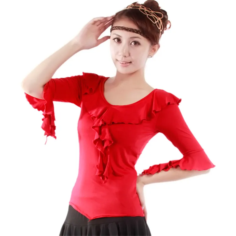 

purple red ballroom top for women practice ballroom tops adults V collar waltz latin top for women