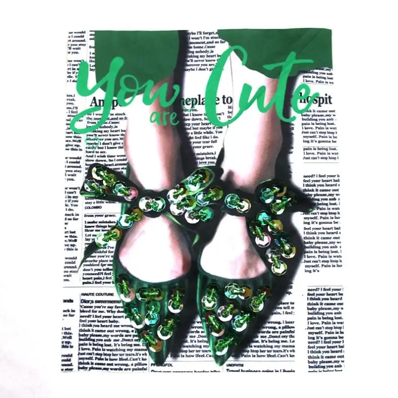 Блестки ручной работы DIY Вышивка цифровая печать зеленая двойная обувь дикие наклейки аксессуары для одежды декоративные футболки с