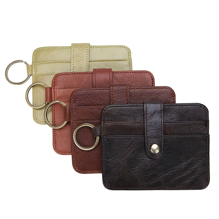 

Leather men's and women's card bag leather wallet multi-card position buckle card holder