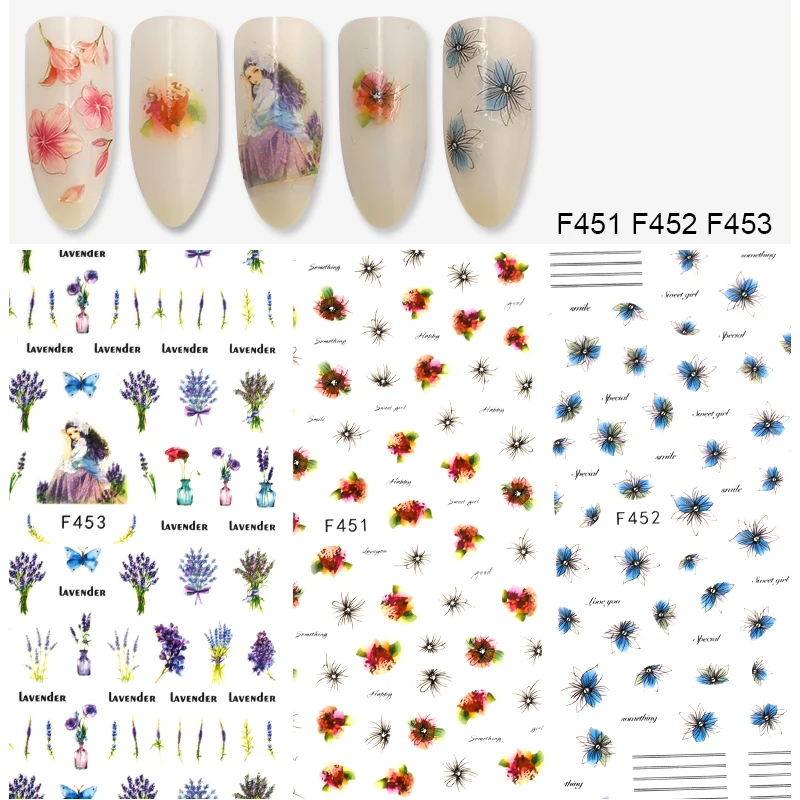 3 листа/набор наклейка с изображением лепестков украшения Цветущий цветок 3D дизайн ногтей наклейка клей наклейка s для ногтей Дизайн Советы