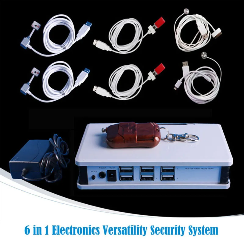 

6 in 1 Multi Port wireless anti theft alarm security system devices for Mobile phone/Tablet/IPad