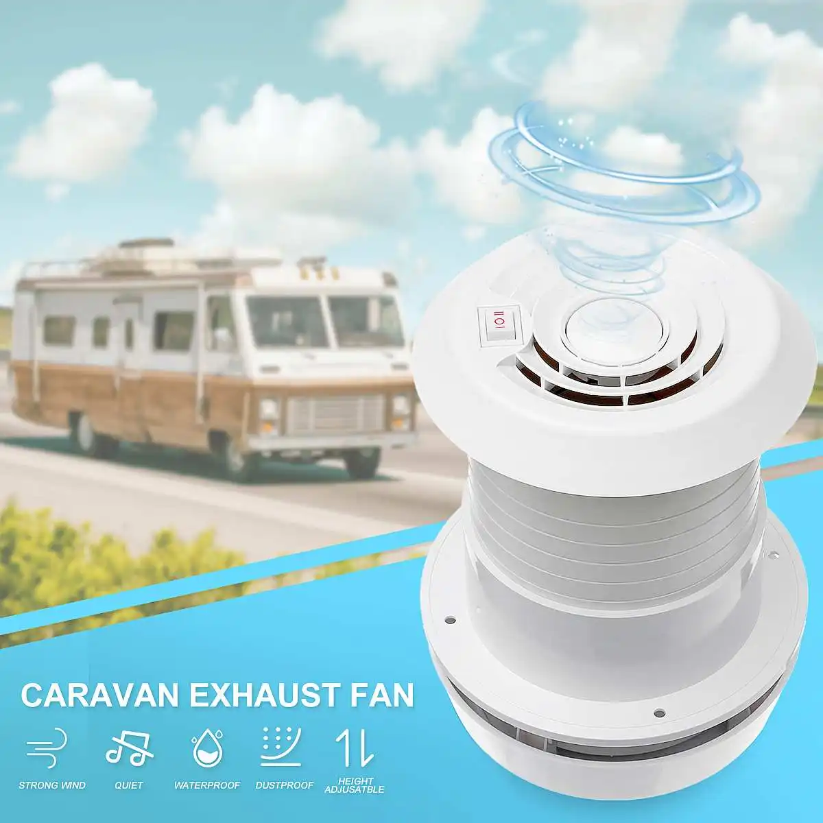 

1Pcs 12V RV Energy-saving Motorhome Roof Vent Ventilation Cooling Exhaust Fan Noiseless For Travel Motor Homes Trailer