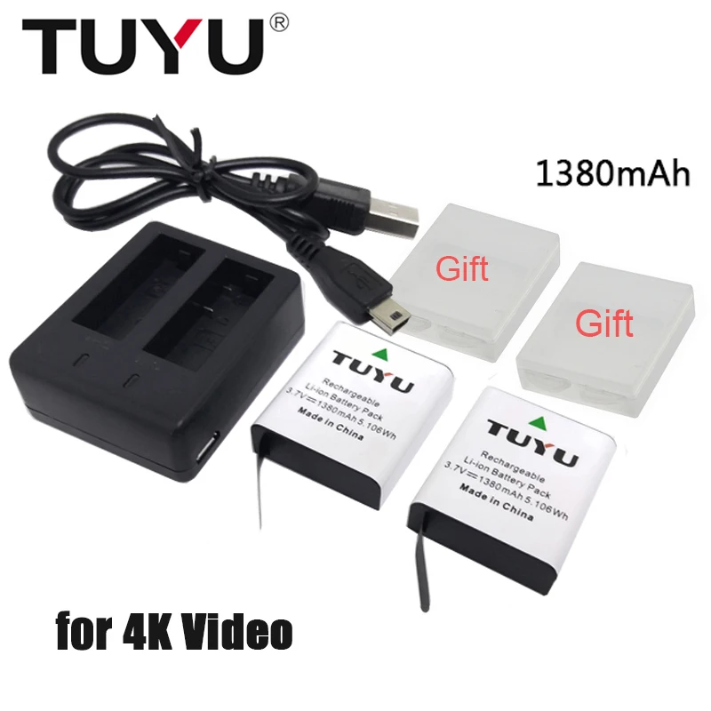 TUYU экшн Камера Батарея для EKEN H9 H9R H8R H6S H5S + SJCAM SJ4000 Sj5000 M10 SJ7000 SooCoo F68 C90 c30 C50 s100 gitup2
