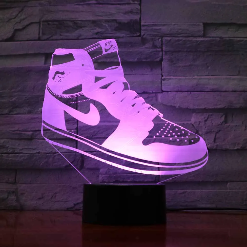 7 цветов Изменение визуальные Творческие 3D обувь Форма атмосферу настольная лампа Led акрил Night Light Home Decor дать любителей спорта подарки