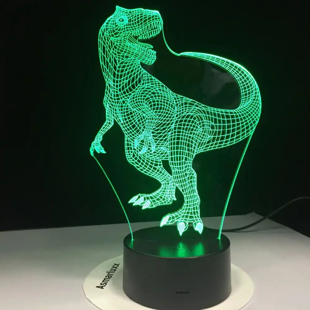 tiranosaurio rex lampara led 3d de