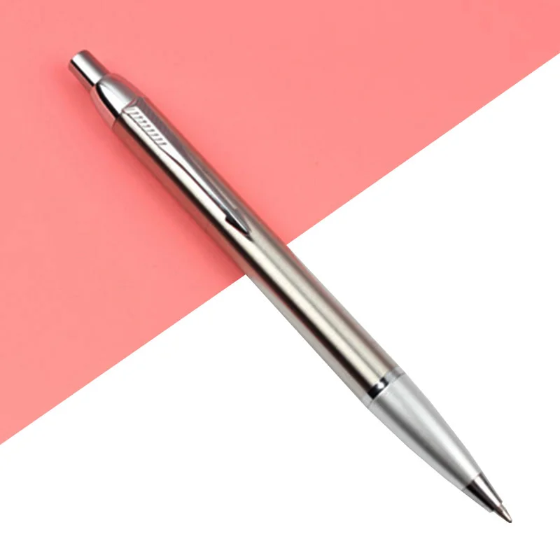 Baikingift, 1 шт., 4 цвета, Высококачественная модная металлическая шариковая ручка, шариковая ручка, 0,7 мм, черные, синие, студенческие принадлежности, деловая ручка, подарок - Цвет: Silver