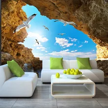 Пляж тропический настенная пользовательские 3d обои для стен Чайка фото обои дети Украшения в спальню ТВ фон океан обои