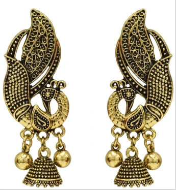 Индийские серьги-подвески в форме Луны из сплава серебра и золота в этническом стиле для женщин, круглые серьги в стиле бохо - Окраска металла: 5160 G