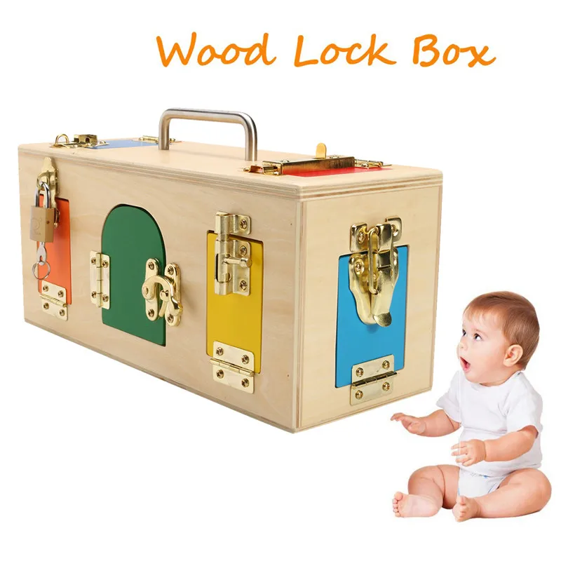 1 Pc Wooden Montessori Practical Little Lock Box Baby Early Education