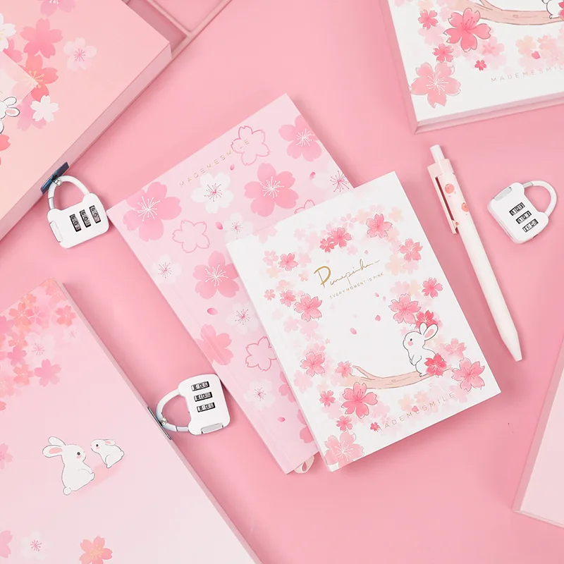 

Sakura Hardcover Cute Janpanese Style Notebook DIY Planner Diary Note Book Office and School Supplies caderno