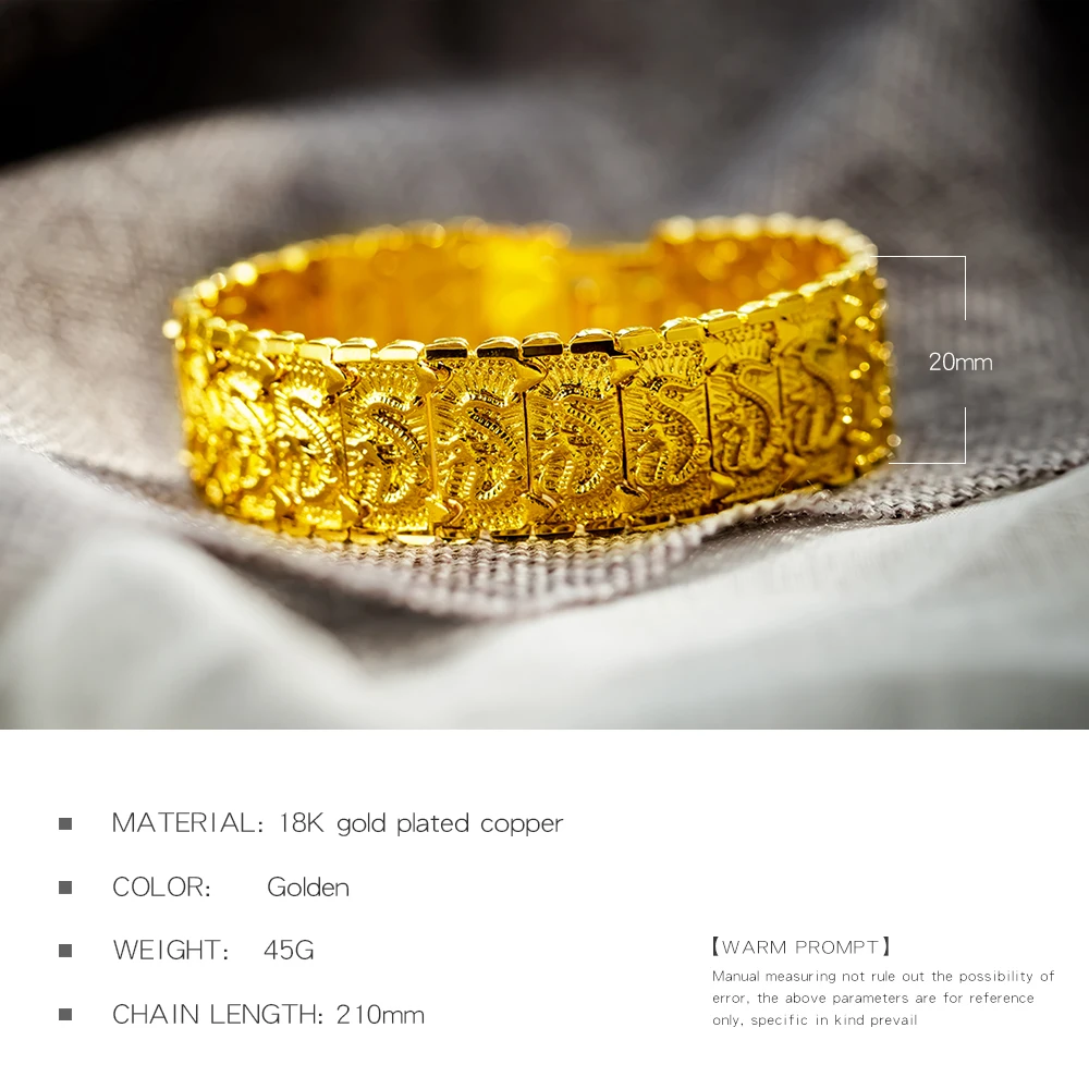FATE LOVE Brand Fashion Chain Link Clasp Bracelet & Bangles Gold Color Copper Metal jewelry for Men Male
