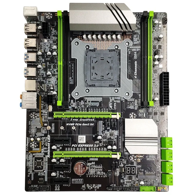 X99 LGA2011-3 Motherboard for Intel I7 E5 4-Channel DDR4 2133/2400/2800 32G RAM,NVME SSD M.2,SATA2.0,USB3.0,PCIE16X slots